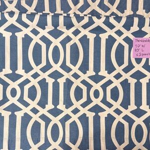 Threshold Blue and Light Cream Patterned Curtains, 52”x83”